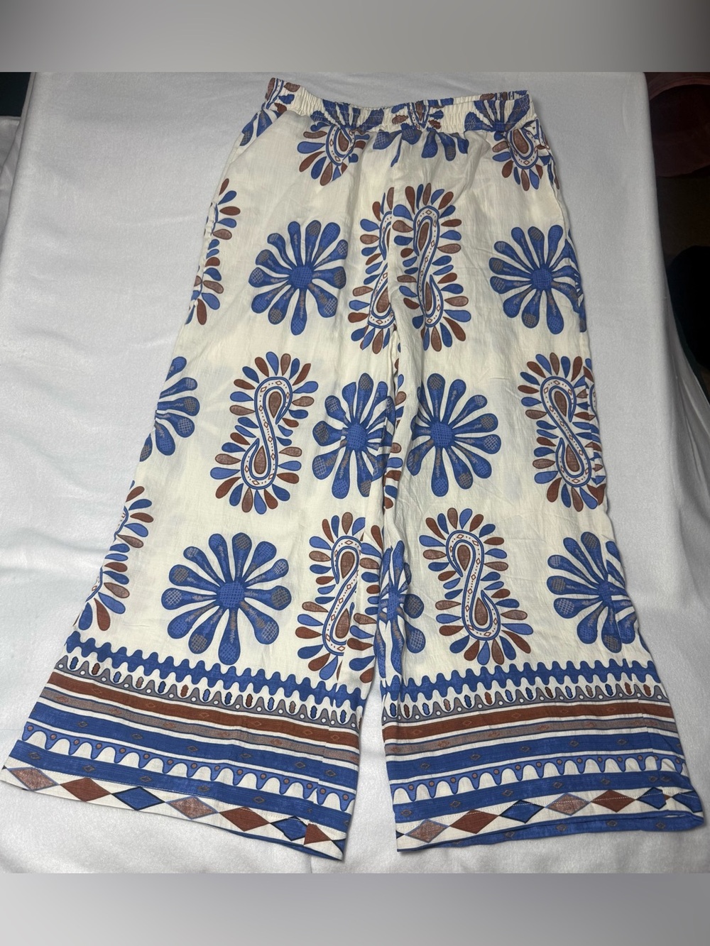SHEIN RusticEase Boho Printed Wide Leg Pants